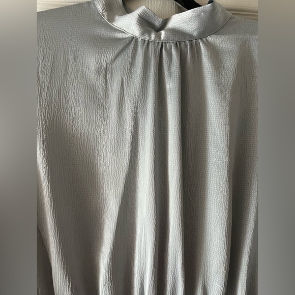 Call Me Angel Textured Satin Dress in Dusty Blue - Picture 9 of 11